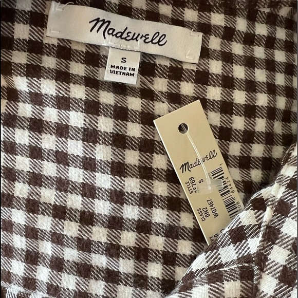 MADEWELL Flannel Tie Front Gingham Button Down Shirt Size S NEW - Picture 7 of 8